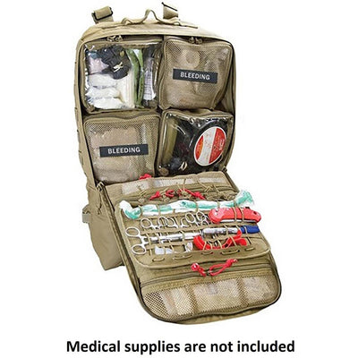 M-10 Medical Backpack, open with accessories view.