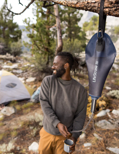 Lifestraw Peak Series Gravity Filter System in at camping site