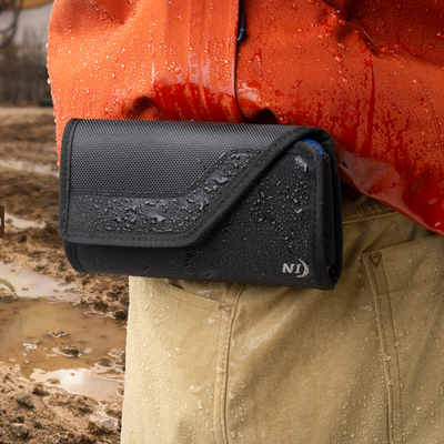  Clip Case Sideways™ Universal Rugged Holster, clipped on belt