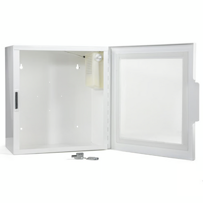 Heartsine Wall Mounted Cabinet w/ Alarm, Opened