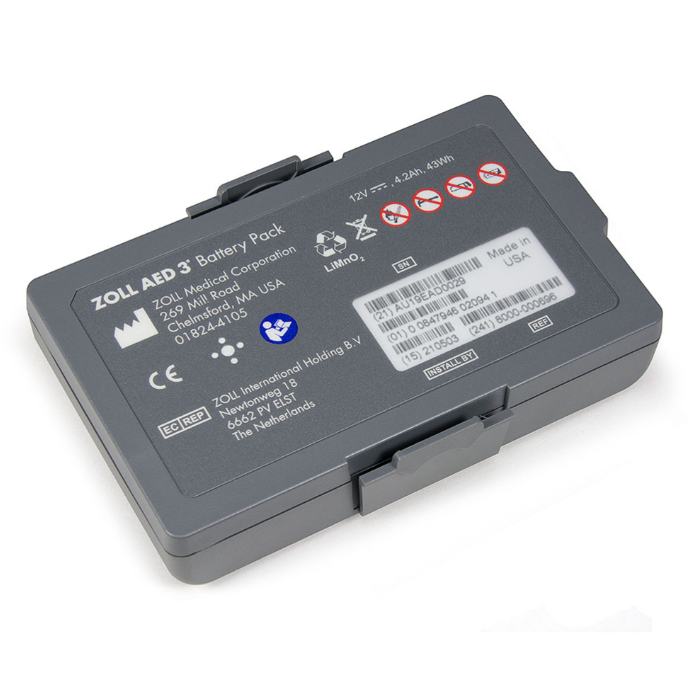 ZOLL AED 3 Non-Rechargeable Lithium Battery, front angled